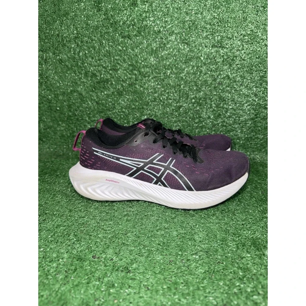 ASICS Women Size 7 Gel Excite 10 Black Purple Running Shoes Gym Sneaker 1012B418
